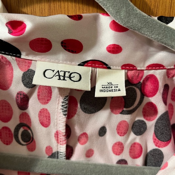 Cato Polka Dot Short Sleeve Button Down Blouse - Picture 2 of 3